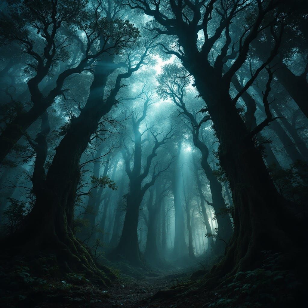 Mystical Forest at Twilight, Awe-Inspiring, in a Cinematic S...