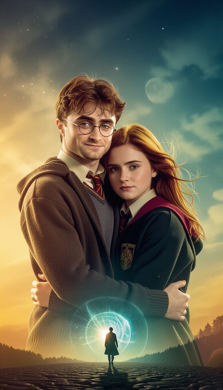 Daniel Radcliffe and Ginny Weasley Embrace, Astral Backdrop