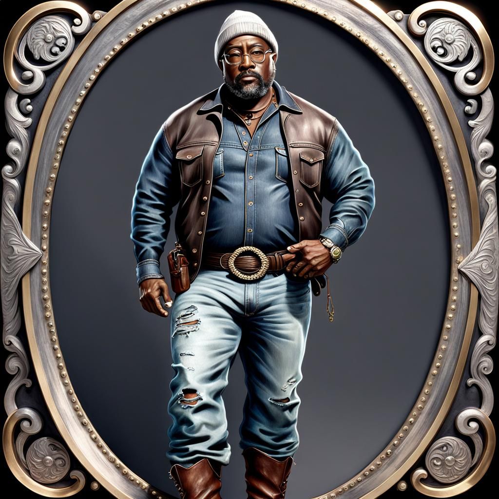 Detailed Portrait of Middle-Aged Man in Cowboy Boots