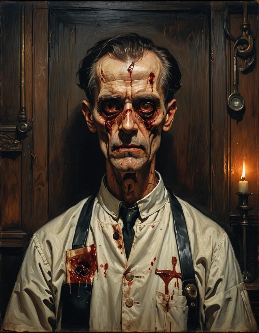 Ghastly Surgeon Portrait in Macabre Style