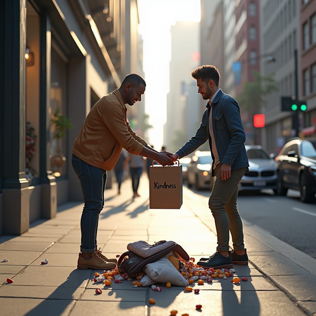 Picking up scattered belongings