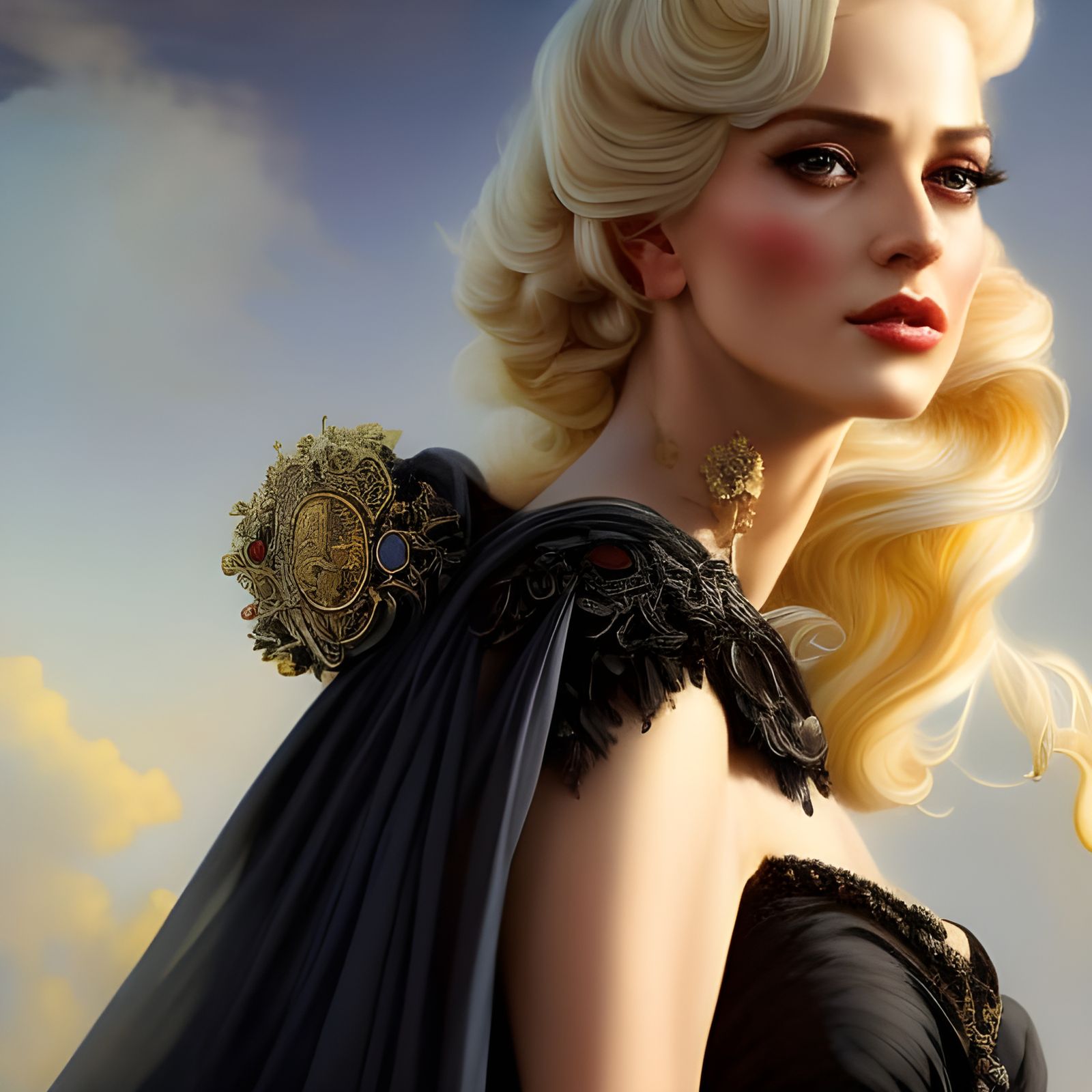 Elegant Blonde in Rococo Portrait, Hyperdetailed
