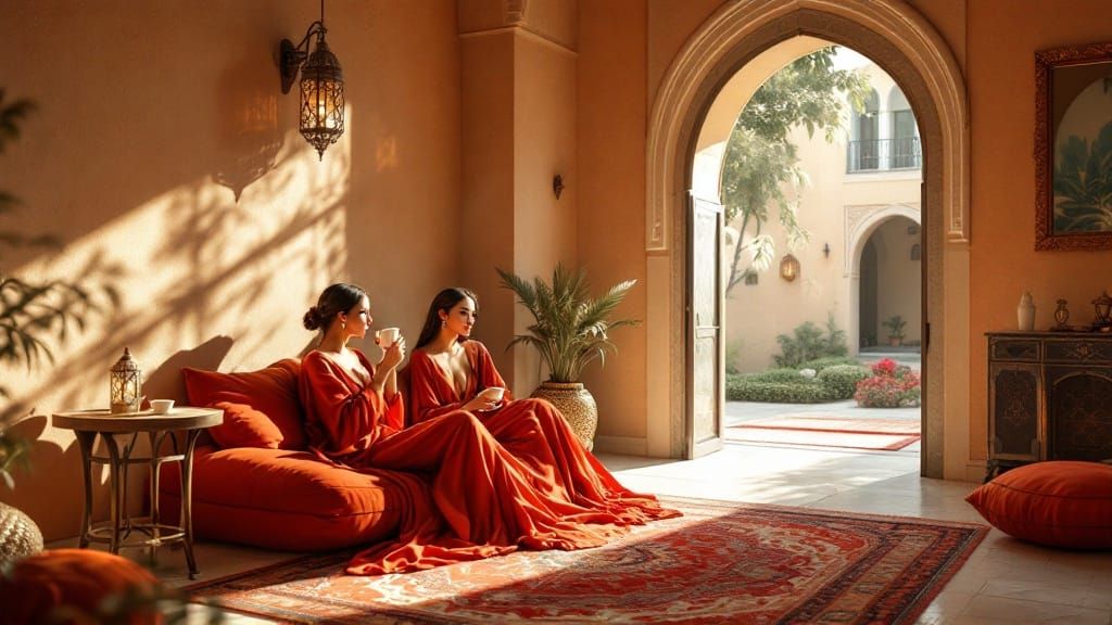 Elegant Moroccan Oasis in Soft Afternoon Light