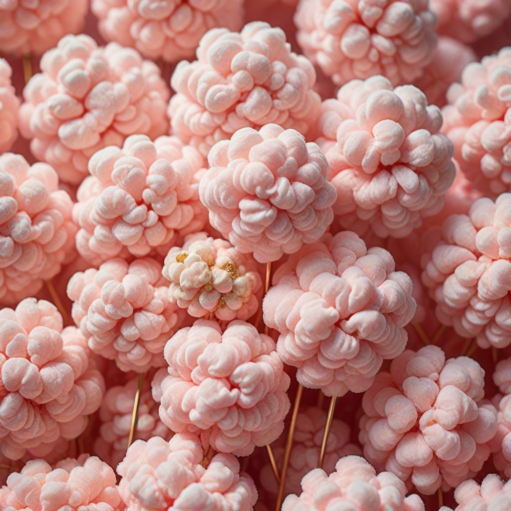 Whimsical Pink Cotton Candy Macro Photography Masterpiece