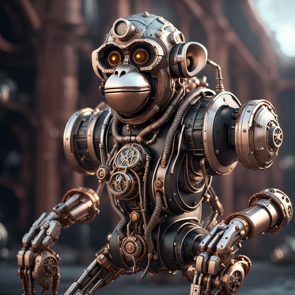 Steampunk Monkey with Intricate Mech Details