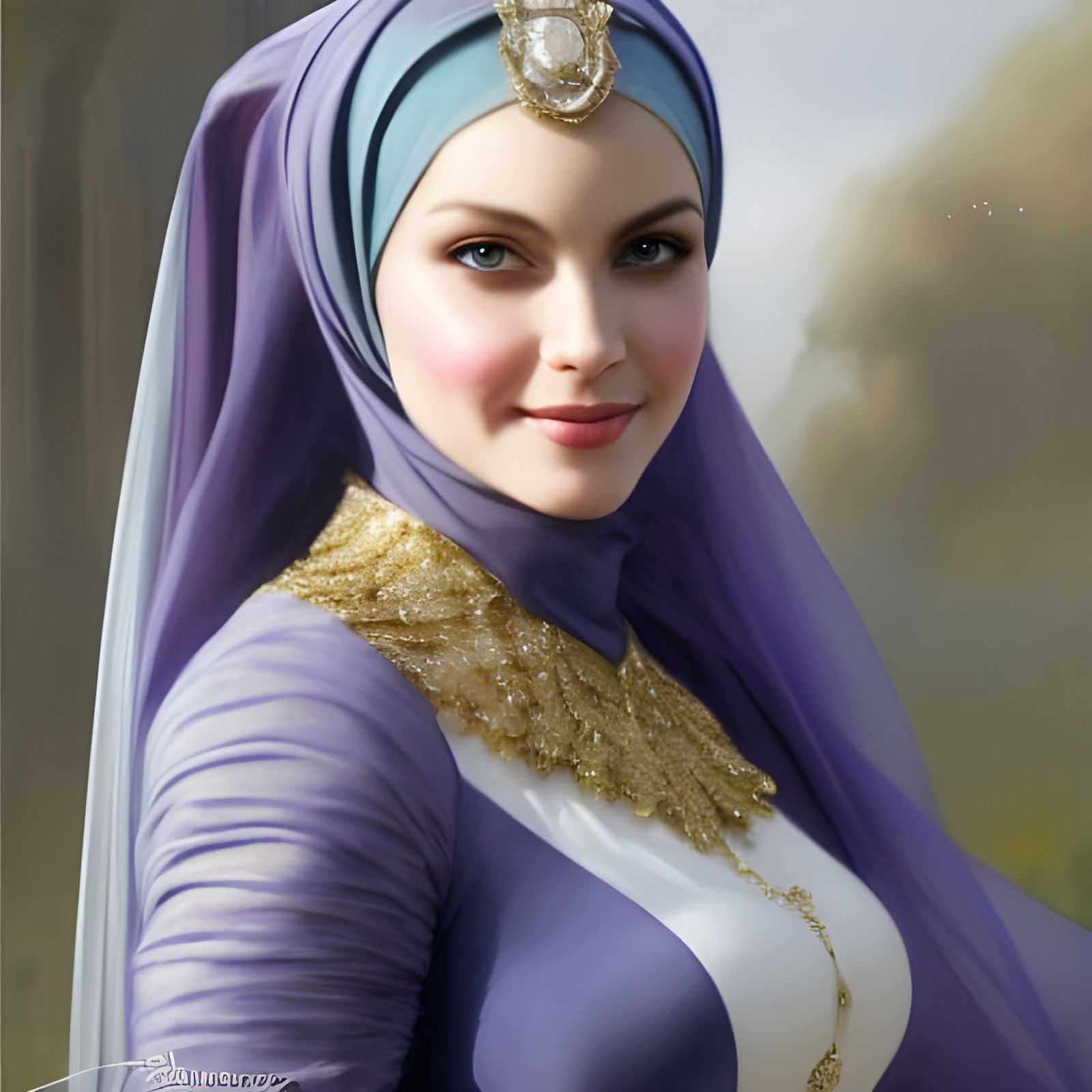 Villain Princess in Purple Hijab: Hyperrealistic Art