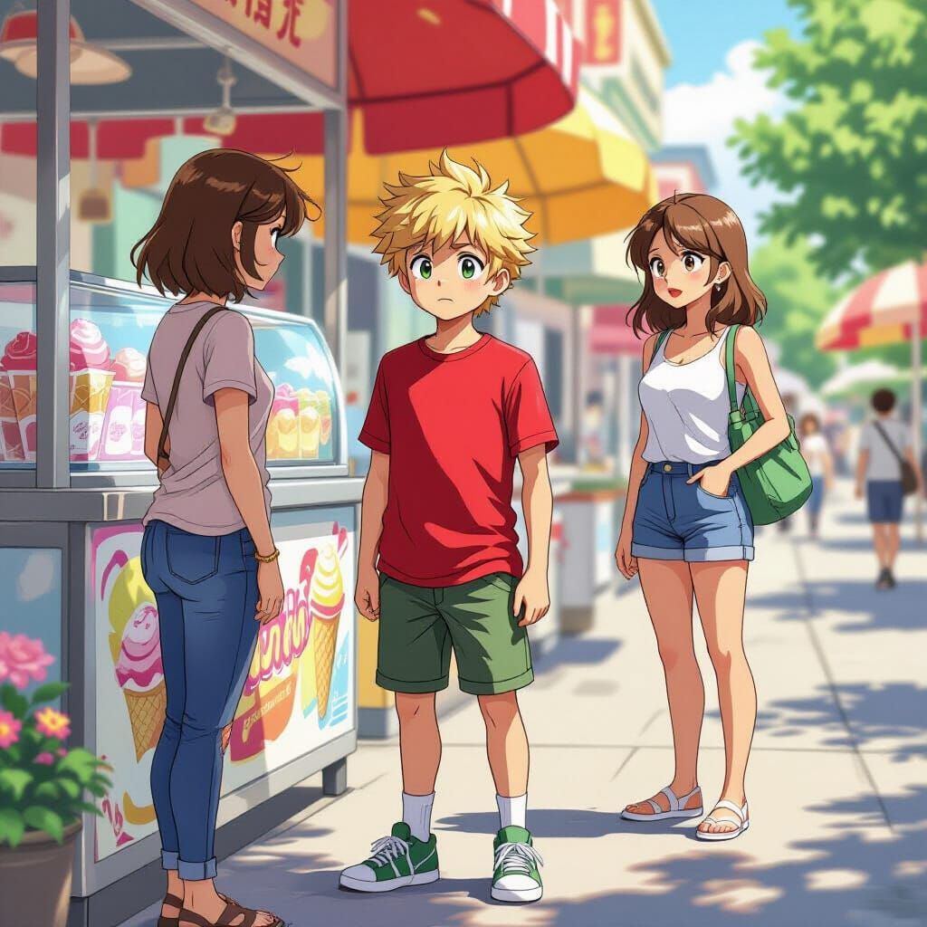 Teen Boy Wants Ice Cream in Summer Heat
