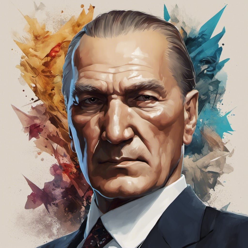 Atatürk Portrait in Art Nouveau Style