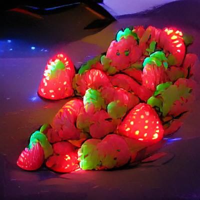 Glowing Neon Strawberry Pile