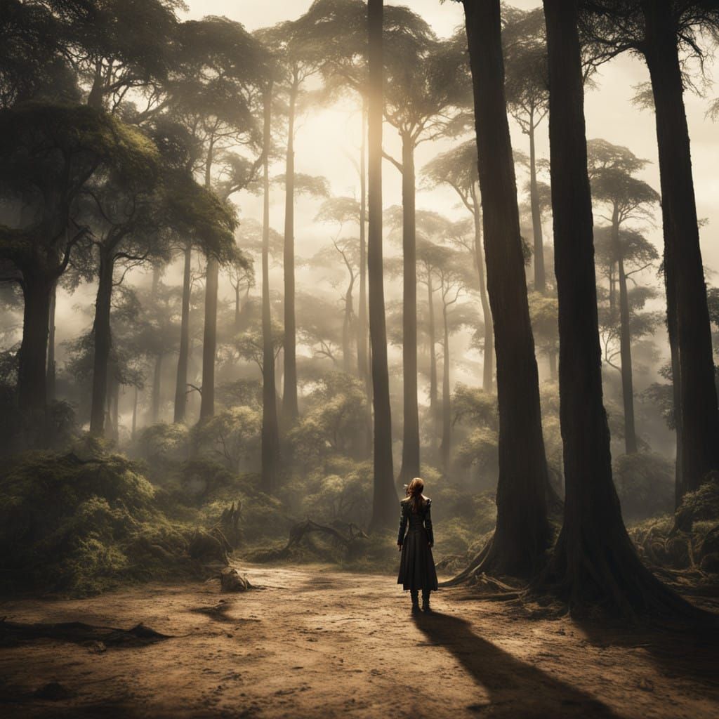 Heroic Warrior Amidst Dazzling Savannah Sunset