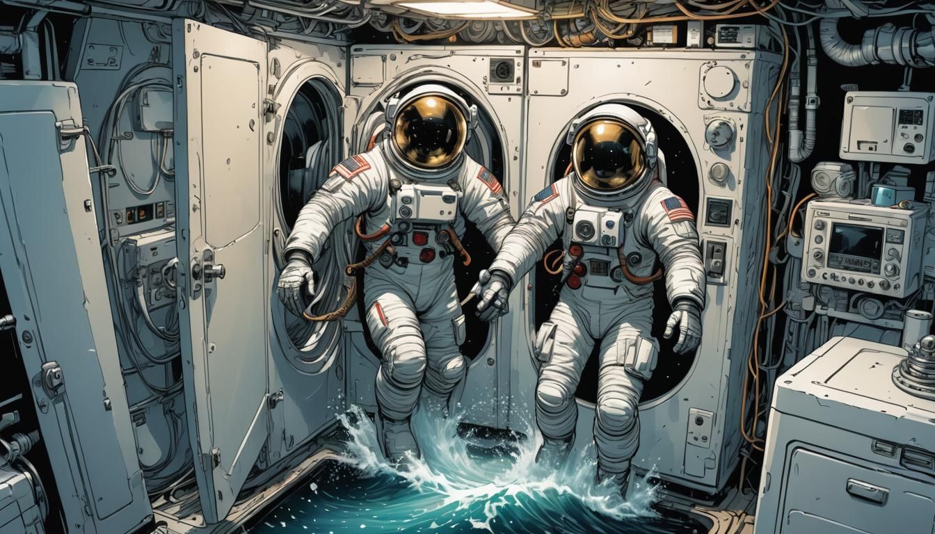 Washing Machine Door Reveals Spacesuit: Comic Book Art