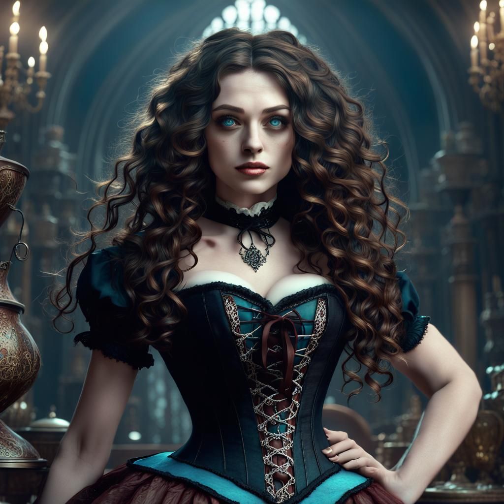Dark Alice in Wonderland with Gothic Corset