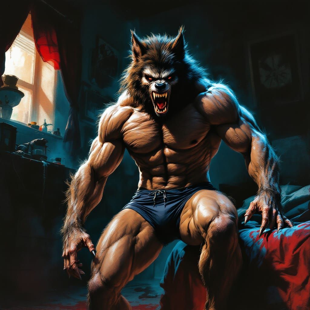 Werewolf Transformation: Muscular Man Becomes Fearsome Beast