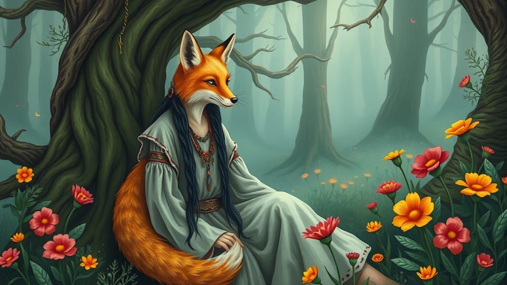 Serene Fox in Gothic Bohemian Forest