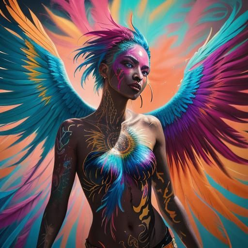 Metallic Rose Gold Woman in Graffiti Art Style