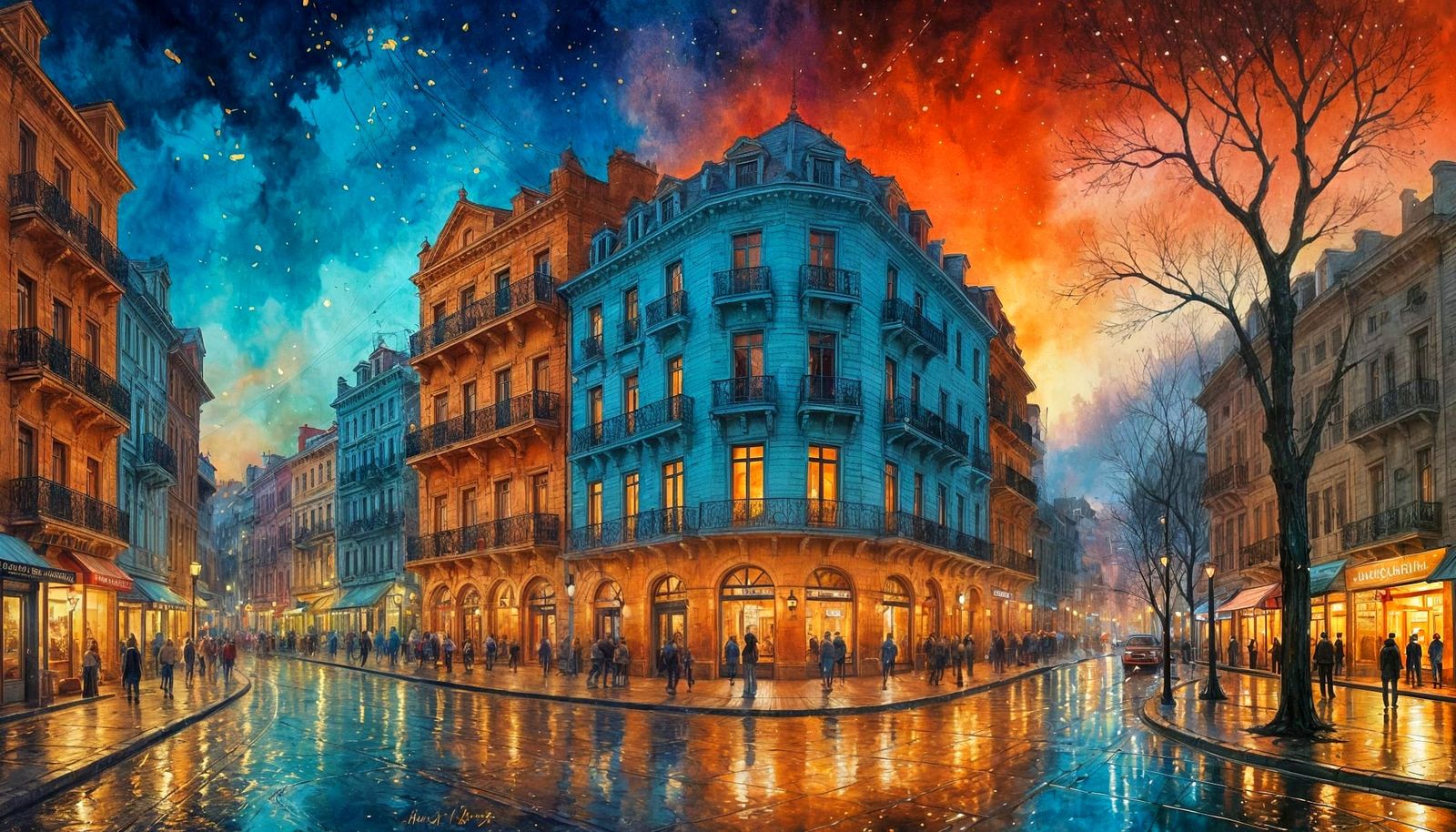 Vibrant Buenos Aires Street Scene in Klimt Style