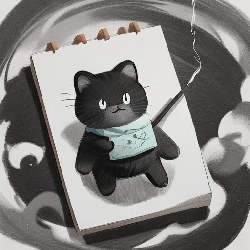 Minimalist Character Floating with Cigarette in 2D Art