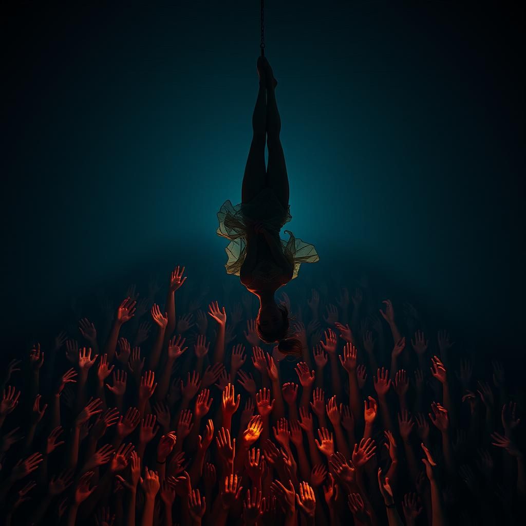 Elven Acrobat in Acid Art Style, Top-Down View