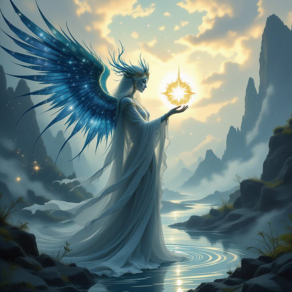 Ethereal Guardian at Universe's Edge as Digital Art