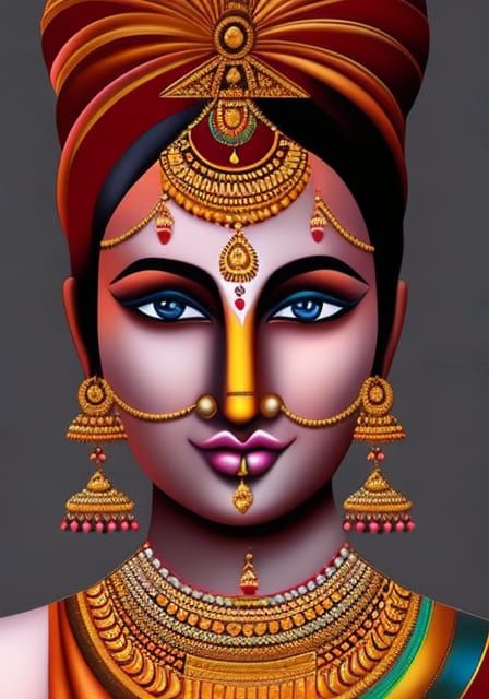 Indian Culture: Colorful Digital Painting of Three Women