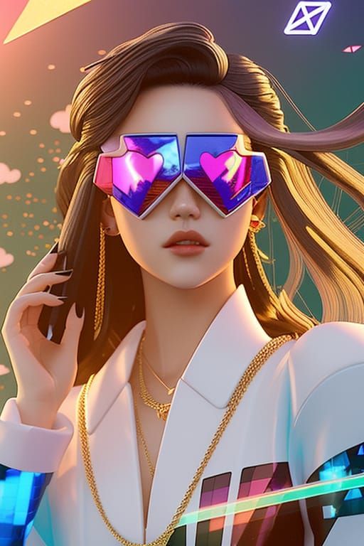 Anya Taylor-Joy in Rococo Vaporwave Style