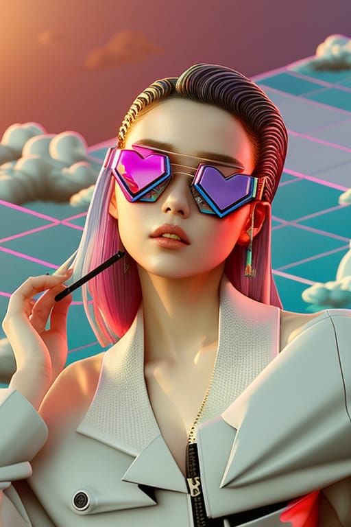 Anya Taylor-Joy in Rococo Vaporwave Style