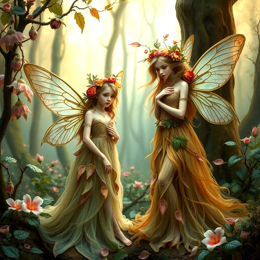 Ethereal Fairies Dancing in Moonlit Forest