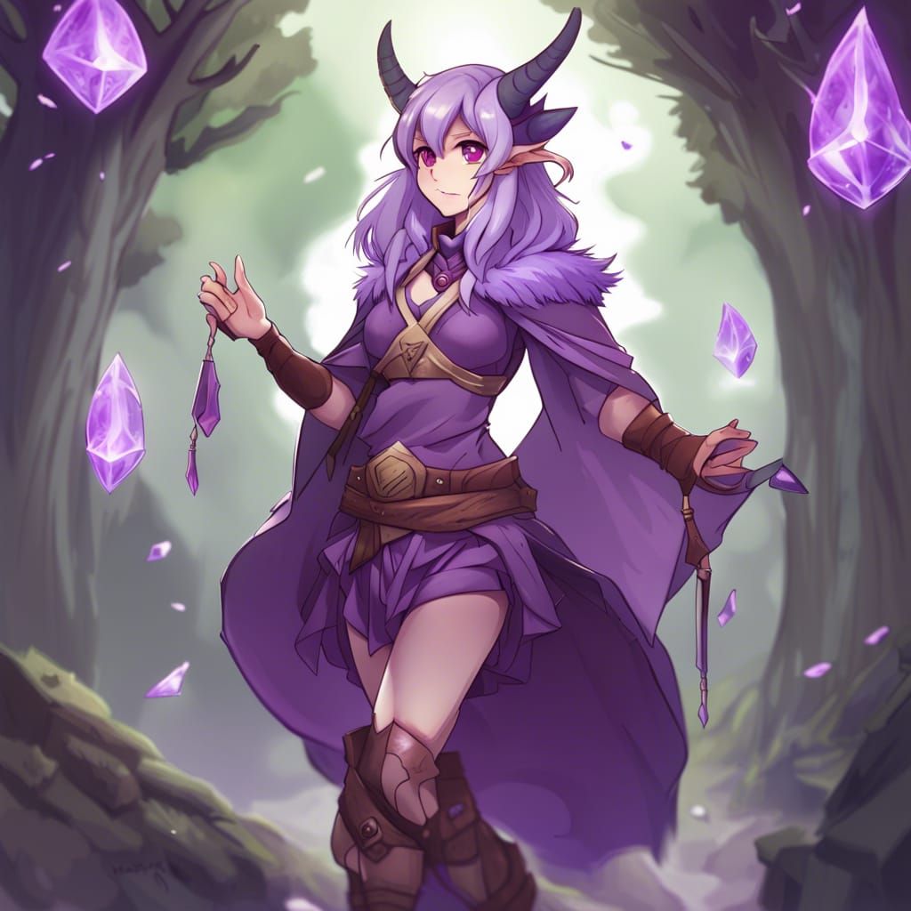 Anime Style Amethyst Dragonborn Druid
