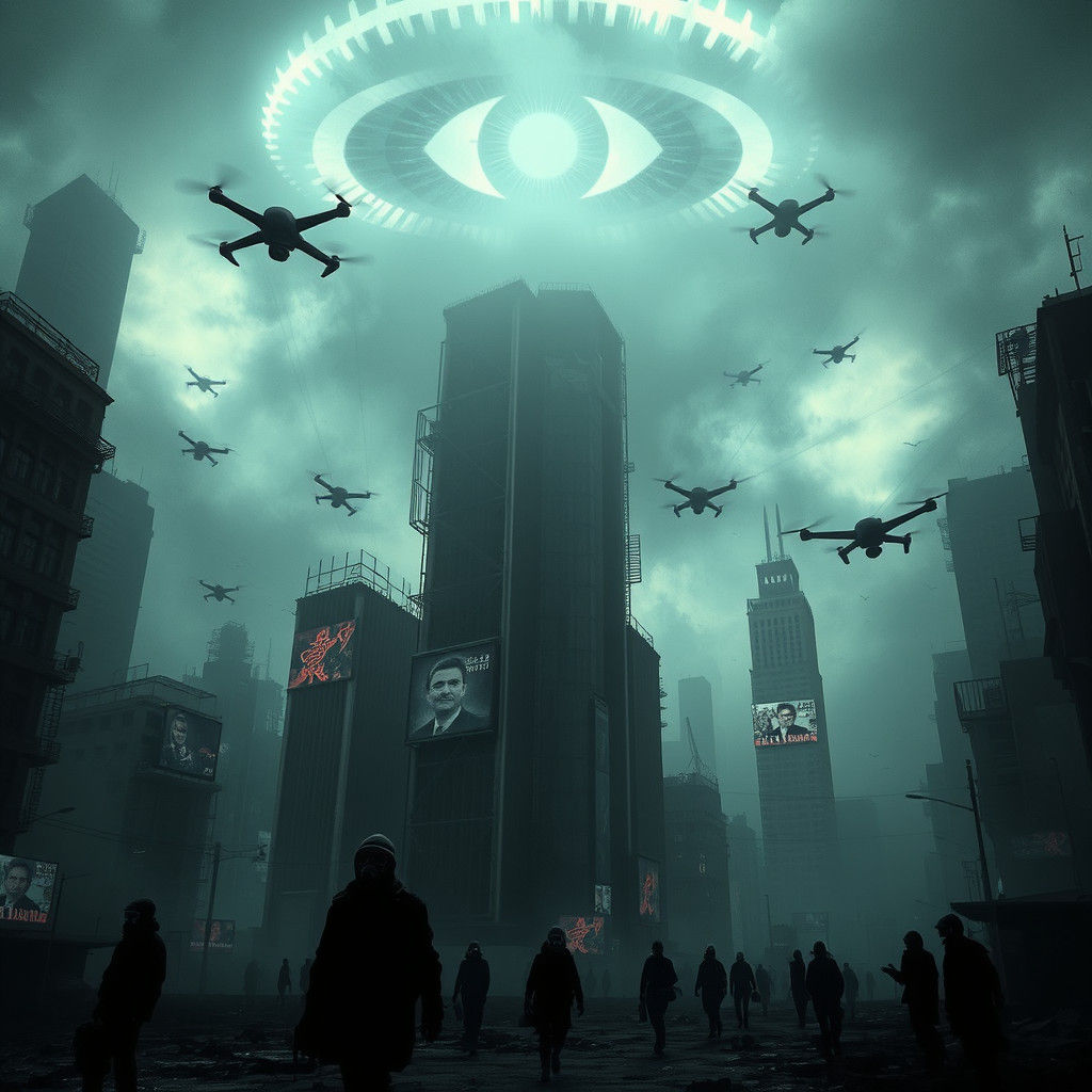 Dystopian City Dominated by Mechanical Eye