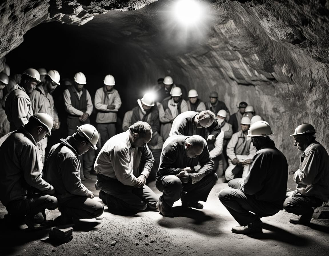 Underground Prayer Meeting in Coal Mine