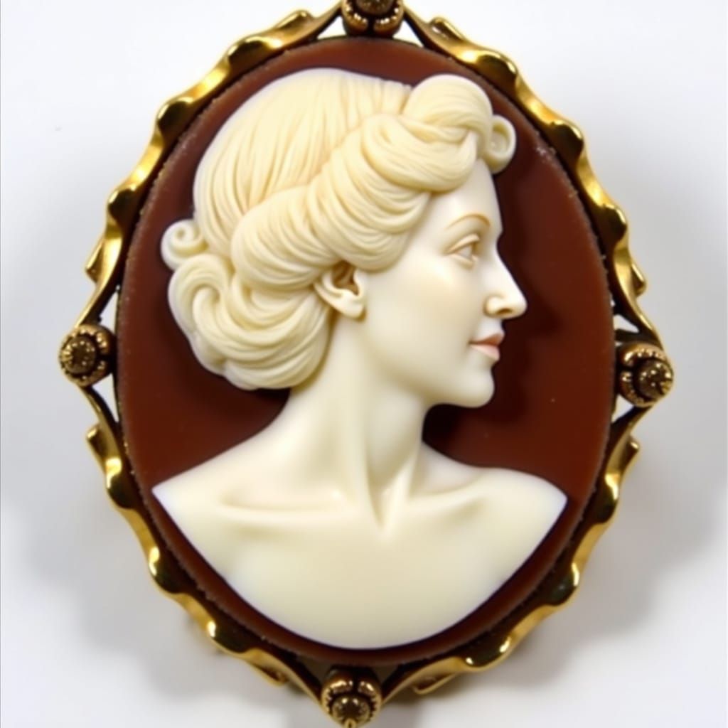 Victorian Style Cameo Brooch Pin of a Woman