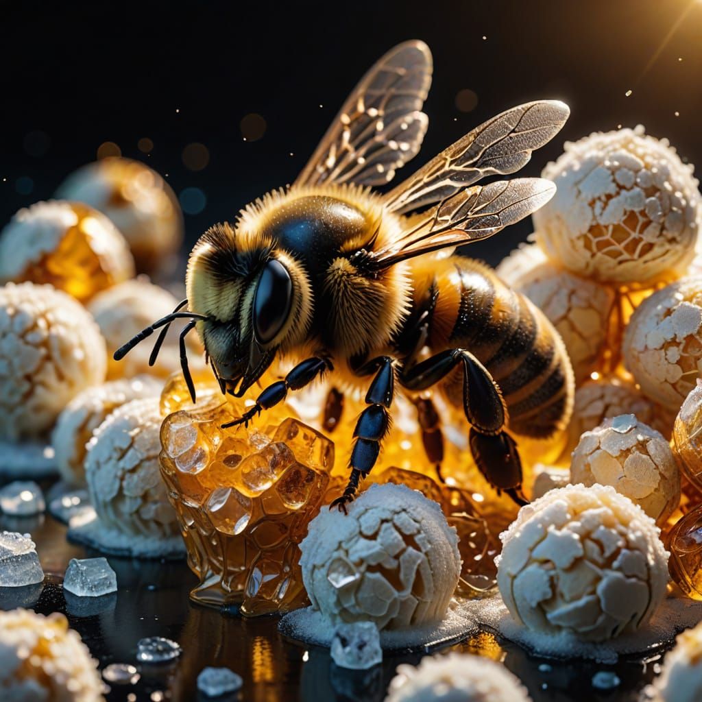 Bee on Ice Cream: Macro Photography in Digital Art