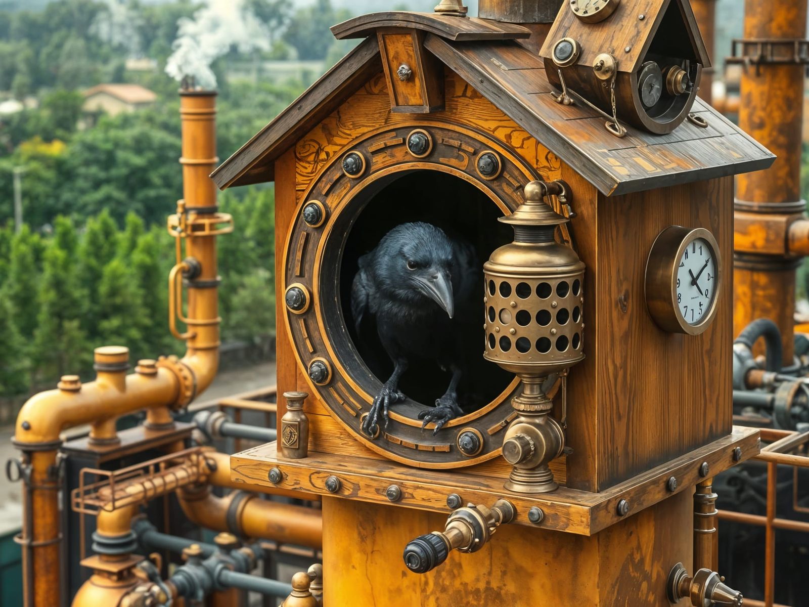 Steampunk Birdhouse Kingdom for a Regal Crow
