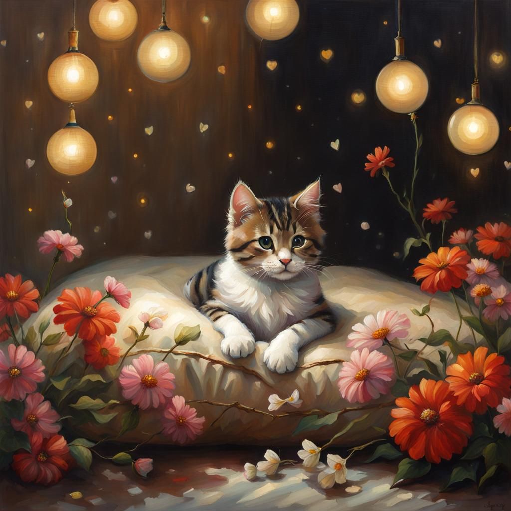 Cat in Floral Paradise: Gurney Style