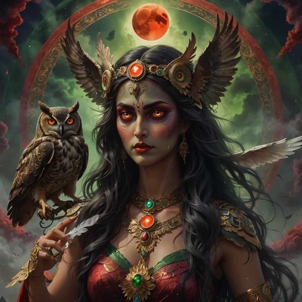 Goddess Kali Under Blood-Red Moon