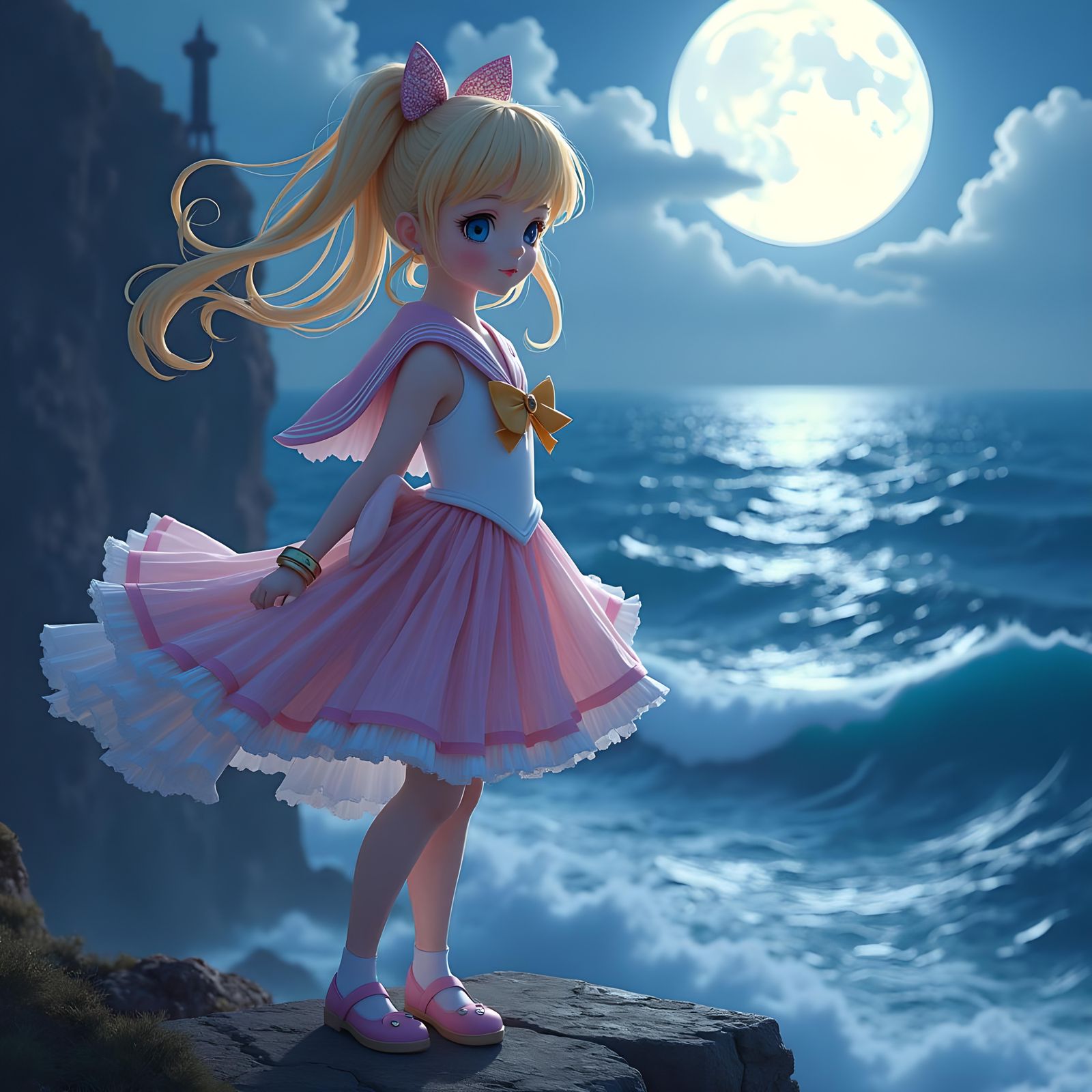 Hyperrealistic Chibi Sailor Moon with Detailed Textures