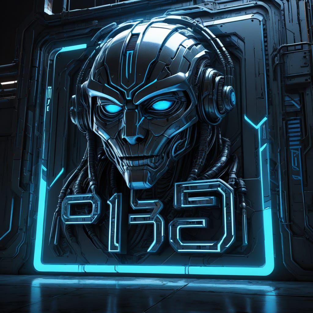 Futuristic Metallic Font with Neon Blue Glow