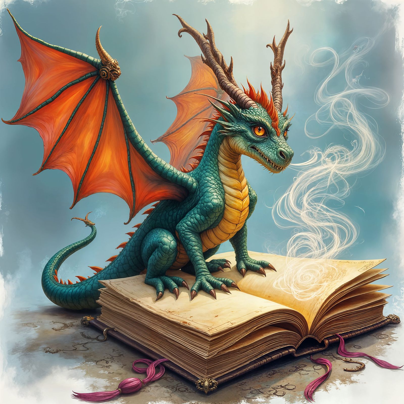 Dragon Blowing Smoke Rings, Fantasy Art