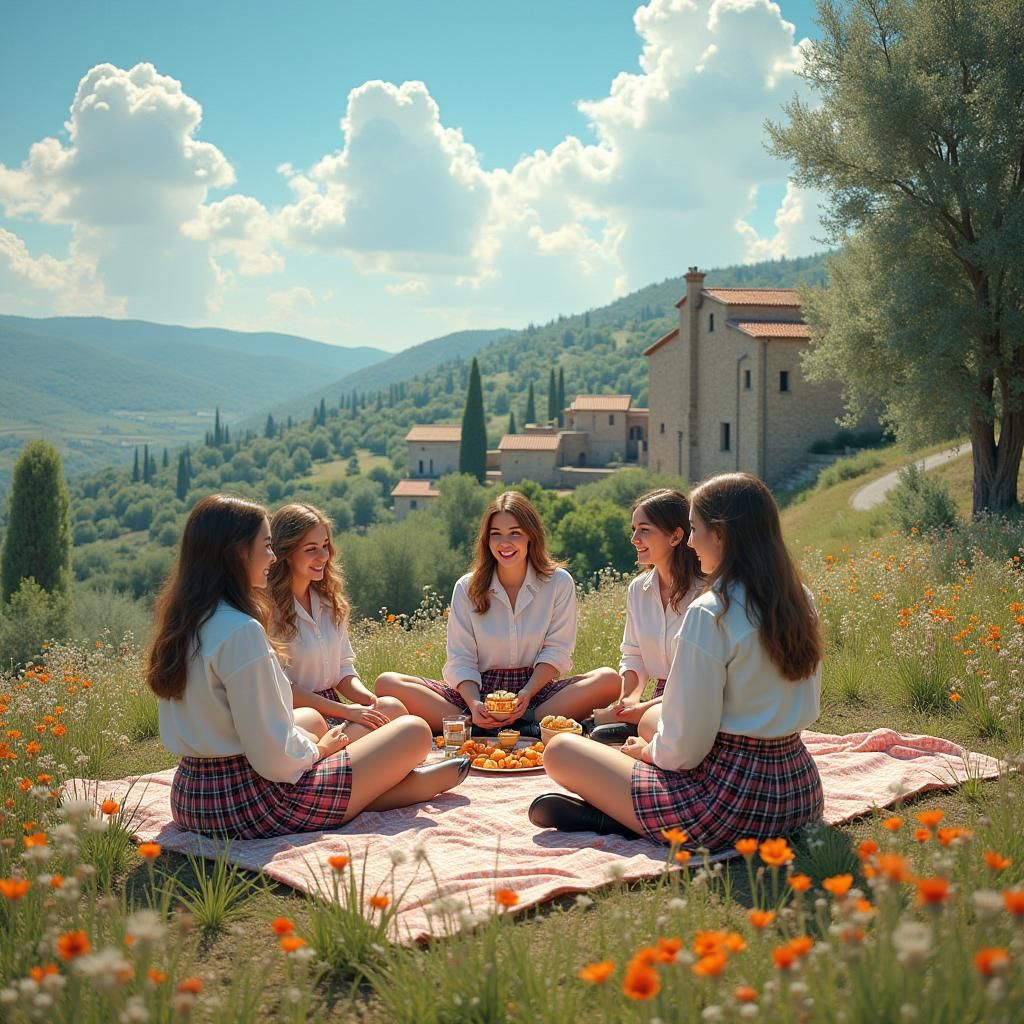 Sixth Form Girls Picnic in Provence: Fantasy Matte Painting