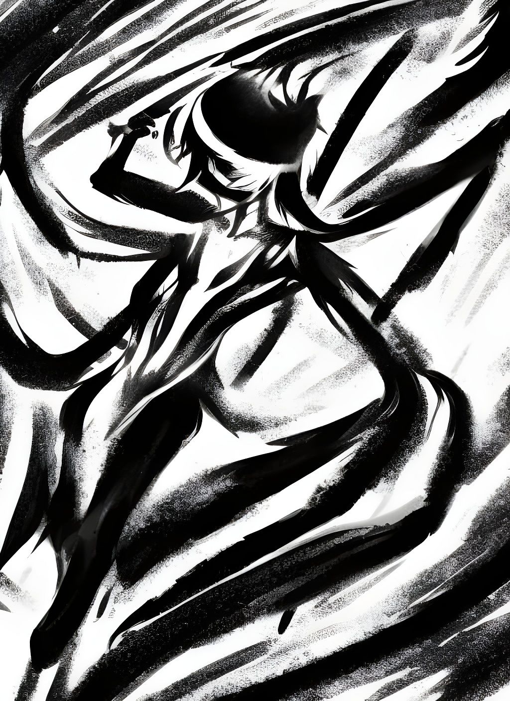 Blurred Spinning Figure in Inverted Colors