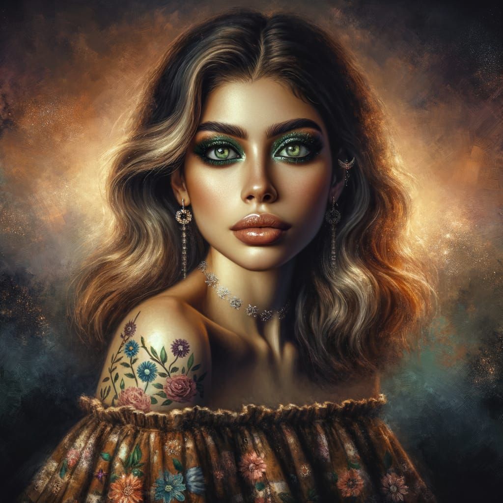 Ethereal Beauty in Middle Eastern Digital Oil Painting