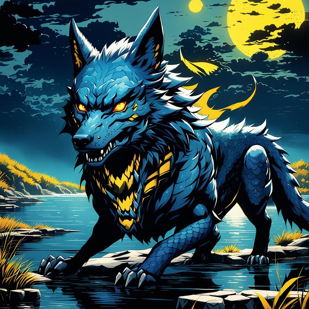 Dragon Wolf Hybrid in Anime Style