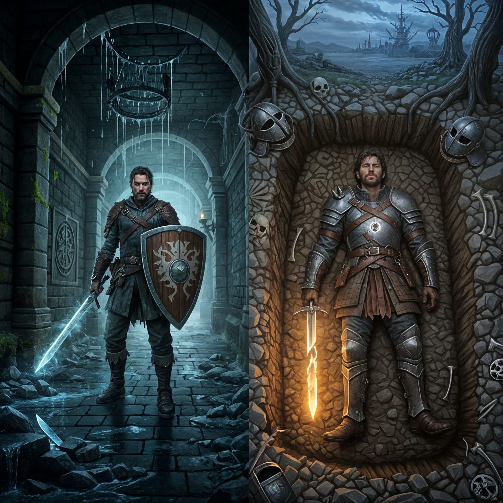 Dark Fantasy: Adventurer's Dungeon and Grave Split Image
