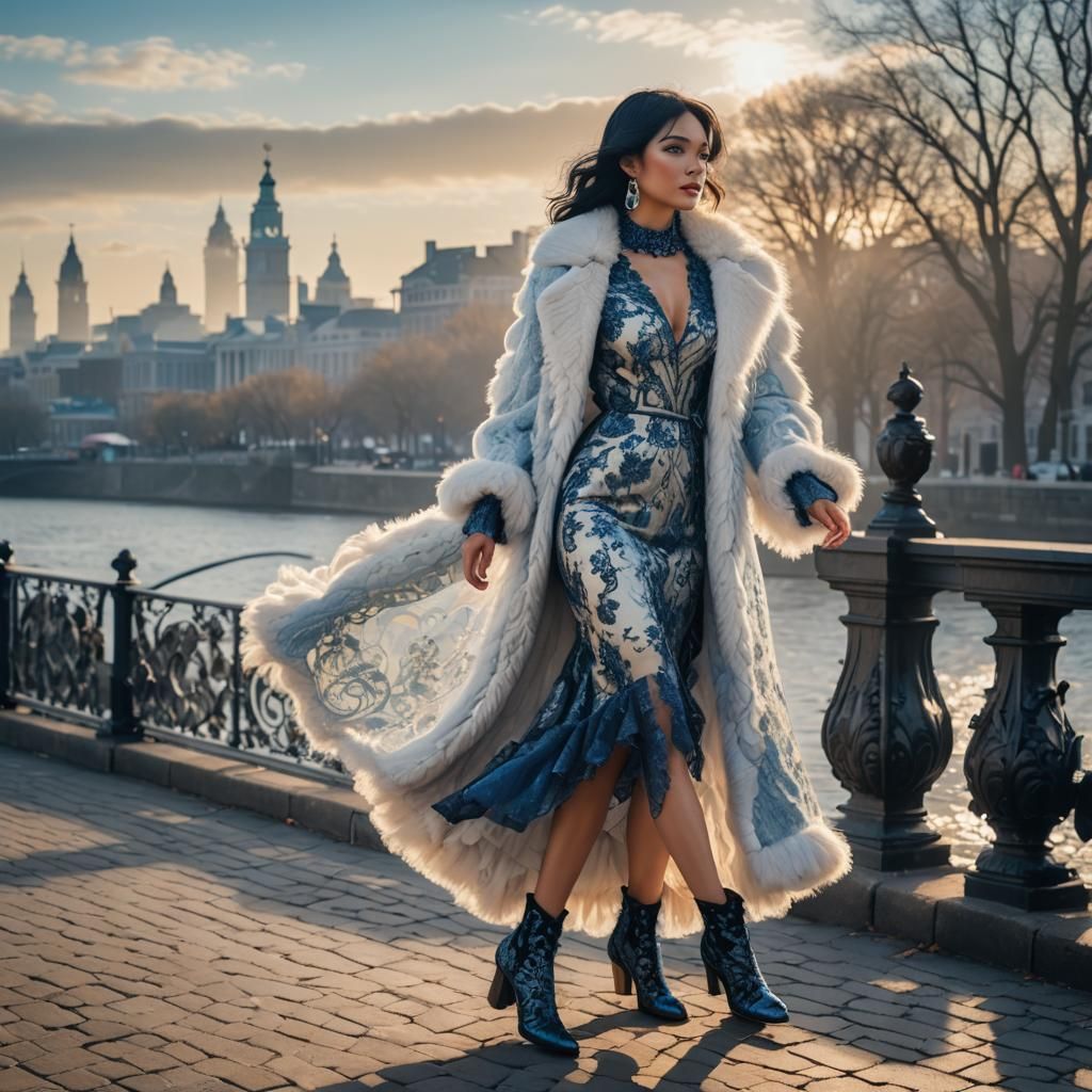 Luxurious Woman Portrait in Diamond Painting Style