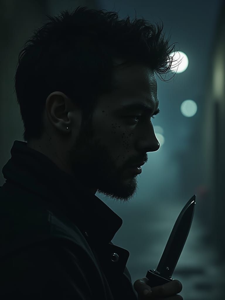 Haunting Male Figure in Shadows, 8K Book Cover