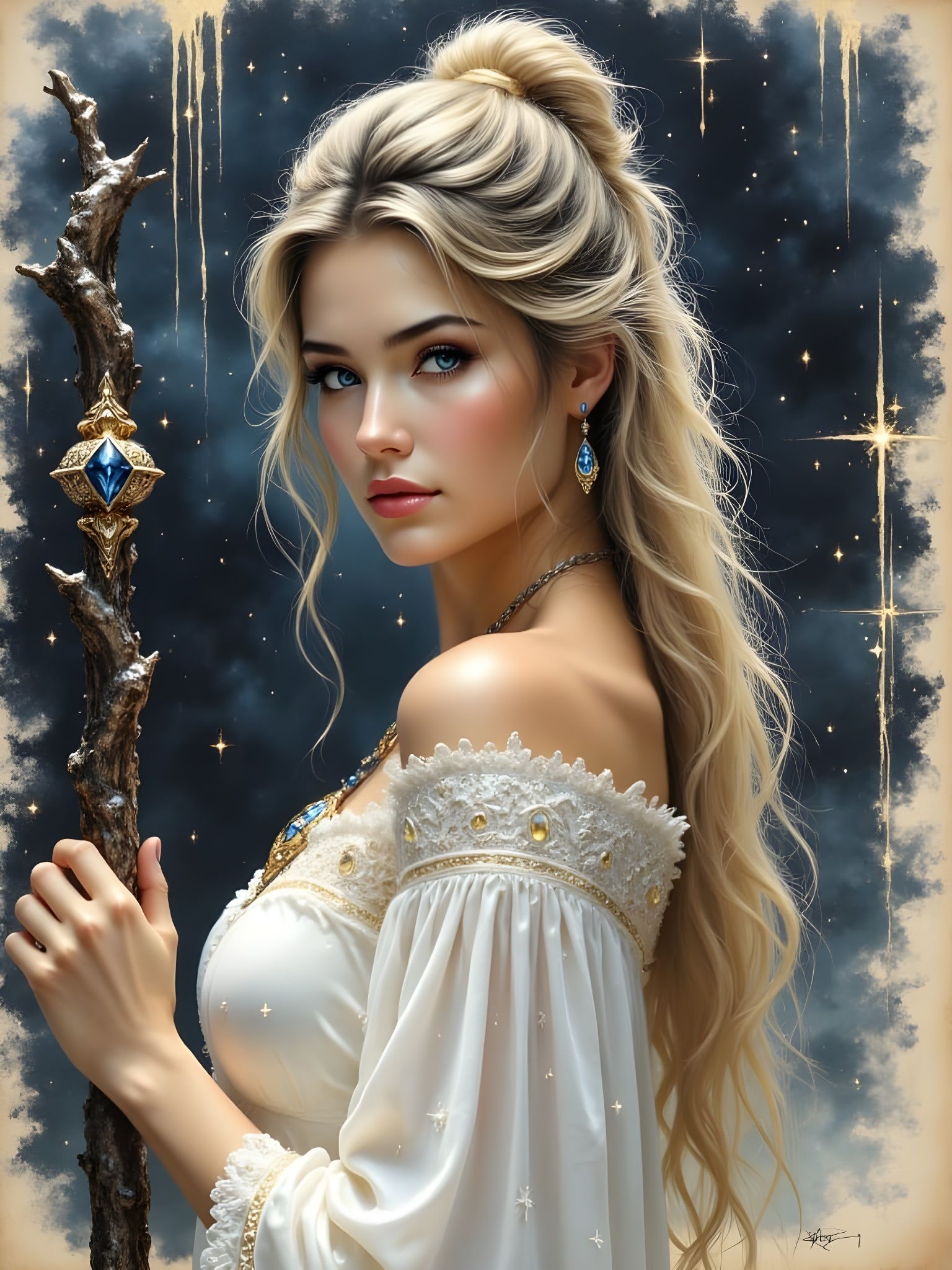 Ethereal Norse Goddess of Love in Watercolor