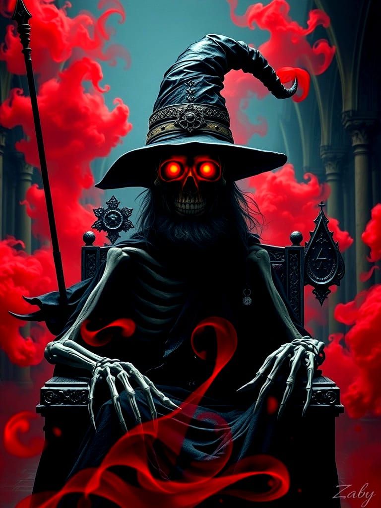 Skeletal Wizard in Gothic Fantasy Art