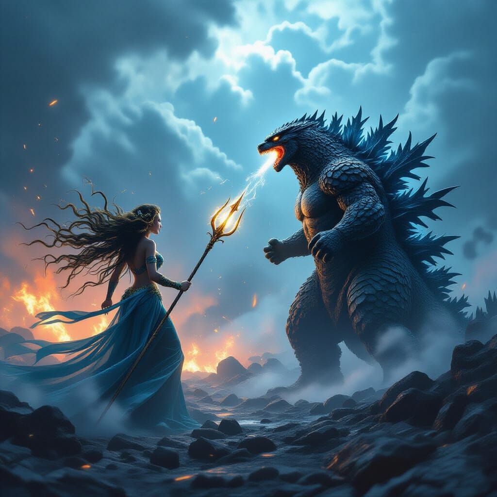 Mythical Battle: Medusa, Mermaid vs Godzilla and Dragon