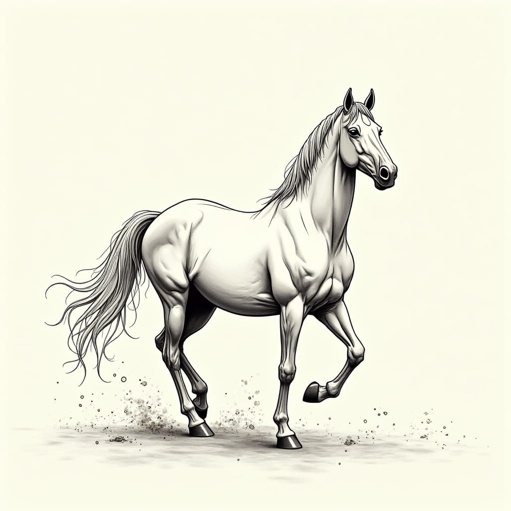Dynamic Horse Outline Drawing in Comic Book Style