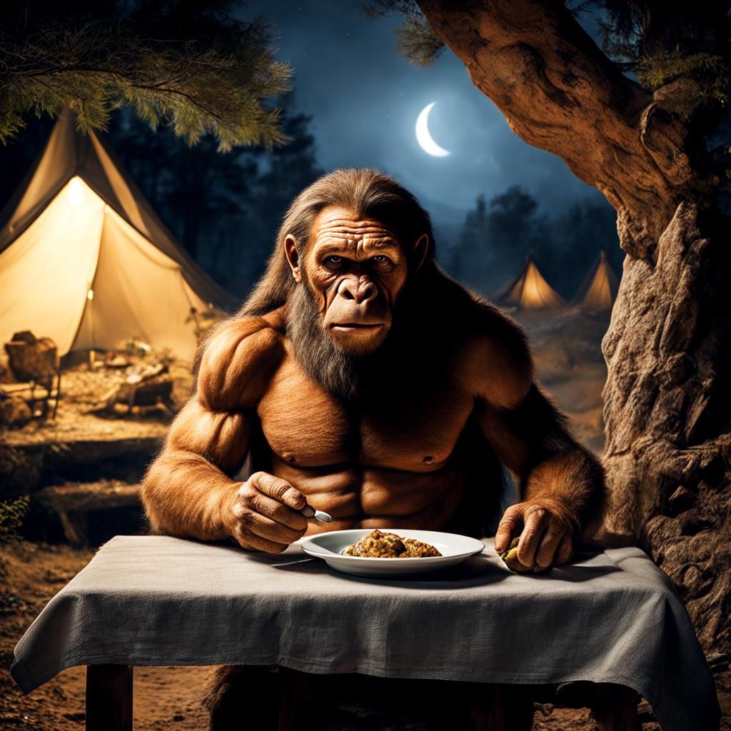 Nocturnal Neanderthal Napkin: An AI Interpretation